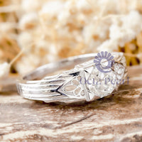 Old Mine Cut Moissanite Solitaire Edwardian Ring