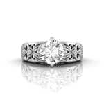 Round Cut Moissanite Filigree Work Engagement Ring