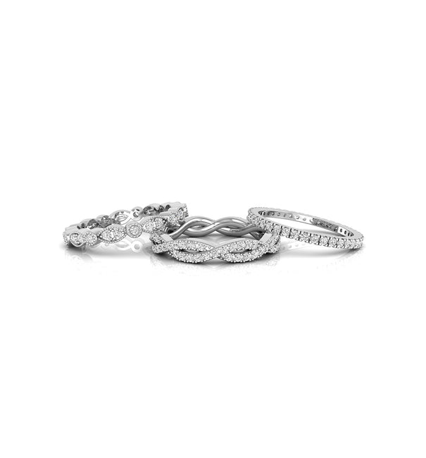 Round Moissanite 3 Piece Stackable Eternity Band