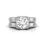 Old European Cut CZ Milgrain Bezel Set Five Stone Ring