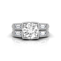 Old European Cut CZ Milgrain Bezel Set Five Stone Ring