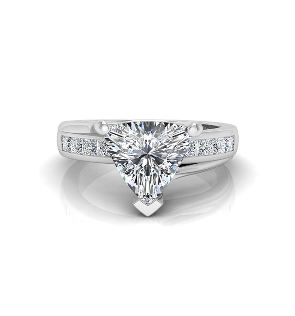 Trillion CZ Stone Channel Setting Bypass Shank Ring