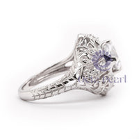 Old European Cut Moissanite Filigree Art Deco Ring