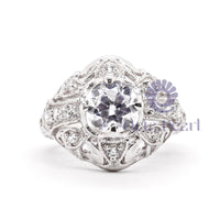 Old European Cut Moissanite Filigree Art Deco Ring