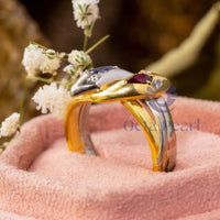 Pear & Round CZ Stone Entwined Snake Ring