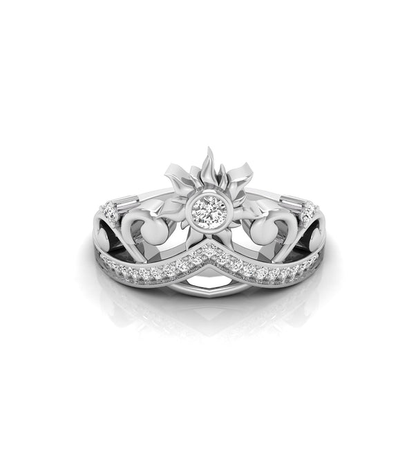 Round Moissanite Sun Tiara Ring For Birthday Gift