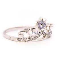 Round Moissanite Sun Tiara Ring For Birthday Gift