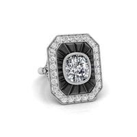 Old Mine Cut CZ Stone Milgrain Art Deco Dinner Ring