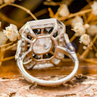 Old Mine Cut CZ Stone Milgrain Art Deco Dinner Ring