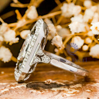 Old Mine Cut CZ Stone Milgrain Art Deco Dinner Ring