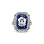 Old Mine Cut CZ Stone Milgrain Art Deco Dinner Ring