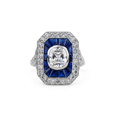 Old Mine Cut CZ Stone Milgrain Art Deco Dinner Ring
