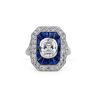Old Mine Cut CZ Stone Milgrain Art Deco Dinner Ring