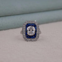 Old Mine Cut CZ Stone Milgrain Art Deco Dinner Ring
