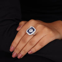 Old Mine Cut CZ Stone Milgrain Art Deco Dinner Ring