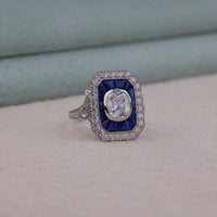 Old Mine Cut CZ Stone Milgrain Art Deco Dinner Ring