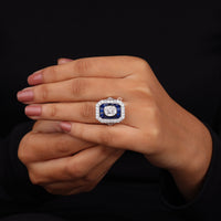 Old Mine Cut CZ Stone Milgrain Art Deco Dinner Ring