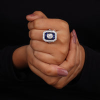 Old Mine Cut CZ Stone Milgrain Art Deco Dinner Ring