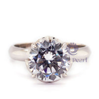 Round Cut Moissanite Solitaire Flower Inspire Ring