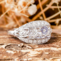 Round Moissanite Edwardian Ring For Engagement