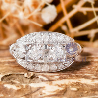 Round Moissanite Edwardian Ring For Engagement