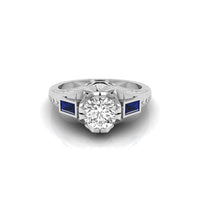Old European Cut CZ Three Stone Art Deco Ring
