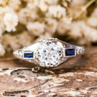 Old European Cut CZ Three Stone Art Deco Ring