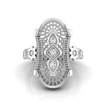 Round Moissanite Openwork Filigree Floral Art Deco Ring