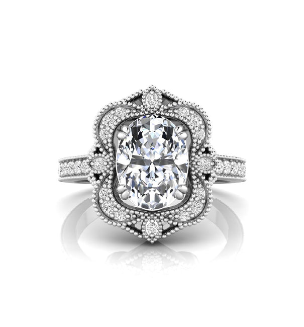 Oval Moissanite Designer Halo Anniversary Ring