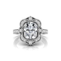Oval Moissanite Designer Halo Anniversary Ring