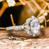 Oval Moissanite Designer Halo Anniversary Ring