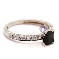 Black Princess & Round CZ Stone V Prong Wedding Ring