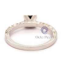 Black Princess & Round CZ Stone V Prong Wedding Ring