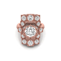Round Moissanite Milgrain Art Deco Edwardian Ring
