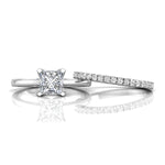 Princess Moissanite Solitaire Wedding Bridal Ring Set