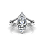 Marquise CZ Stone Double Band Chevron Ring