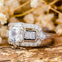 Asscher & Baguette CZ Stone Channel Setting Ring