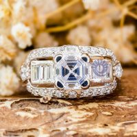 Asscher & Baguette CZ Stone Channel Setting Ring