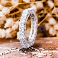 Round Moissanite Milgrain Octagon Shape Eternity Band