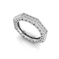 Round Moissanite Milgrain Octagon Shape Eternity Band