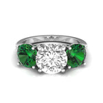 Green & White Round CZ Three Stone Wedding