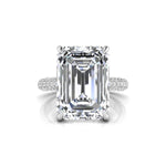 Emerald Cut Moissanite Hidden Halo Wedding Ring