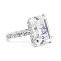 Emerald Cut Moissanite Hidden Halo Wedding Ring