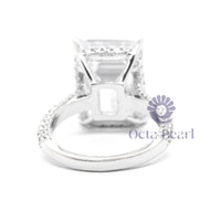 Emerald Cut Moissanite Hidden Halo Wedding Ring