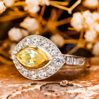 East West Marquise CZ Stone Bezel Set Halo Ring