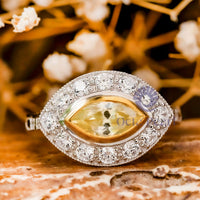 East West Marquise CZ Stone Bezel Set Halo Ring