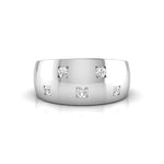 Flush Setting Round Moissanite Men's Wedding Ring