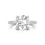 Round Moissanite Pave Basket Petite Hidden Halo Ring