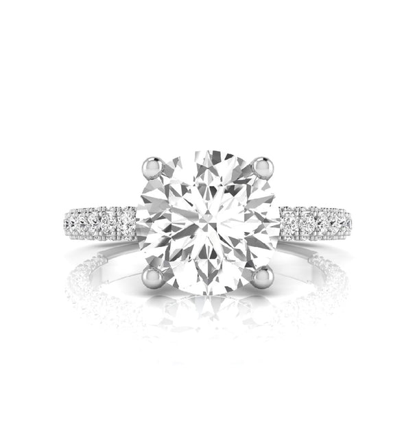 Round Moissanite Pave Basket Petite Hidden Halo Ring