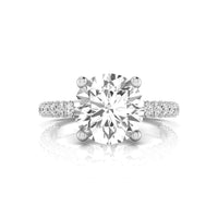 Round Moissanite Pave Basket Petite Hidden Halo Ring